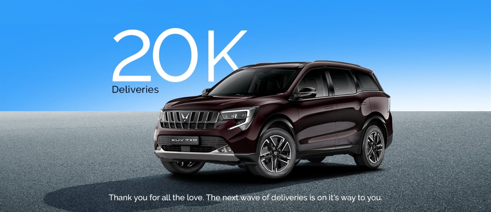 Mahindra XUV 7XO milestone campaign banner, official homepage creative